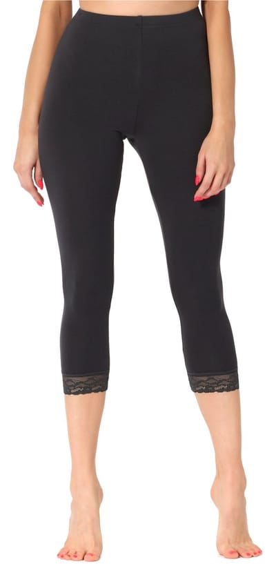 Merry Style MS-MS10-290-LE Dames Capri Leggings - Sport - Vrijetijdsbroek - 3/4 Lengte met Kant - Viscose - Sporbroek - Yogabroek - Grafiet - S