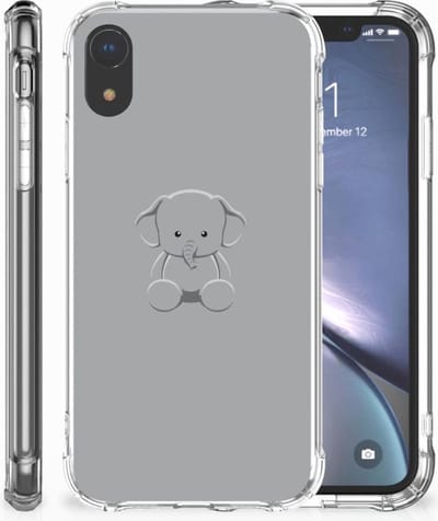 Apple iPhone Xr Stevig Bumper Hoesje Grijs Baby Olifant