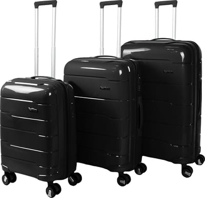 Premium PP kwaliteit - Kofferset - Trolleyset 3-delig - handbagage koffersets en groot - Kofferset 3 delig Florence - Zwart