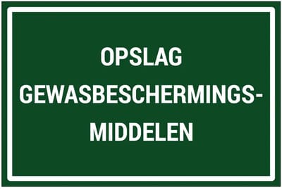 Opslag gewasbeschermingsmiddelen bord | gecoat dibond materiaal | 18 x 12 cm