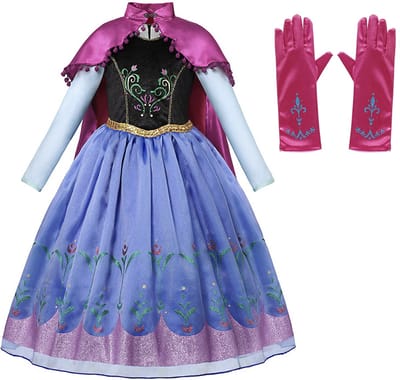 Het Betere Merk pinsessenjurk meisje - verkleedkleren meisje - Anna jurk - Maat 98/104 - carnavalskleding kind inclusief prinsessen handschoenen