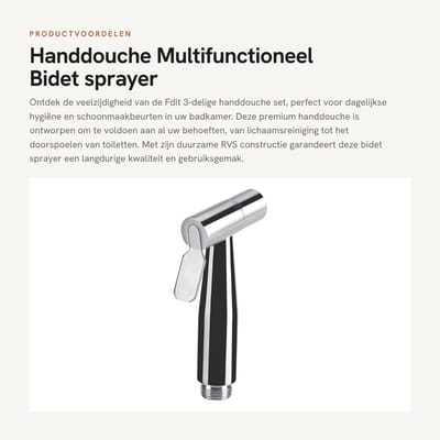 Dailygoods- Bidet Sprayer Set - Handdouche met Slang - Handdouchehouder - Roestvrij Staal - Multifunctioneel - Voor Lichaamsreiniging