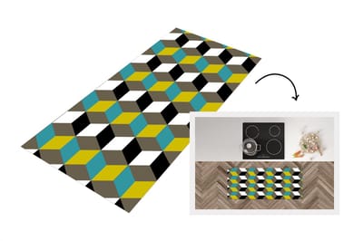 Keukenloper - Loper keuken - Blokken - Patronen - 3D - 120x50 cm - Keukenloper vinyl