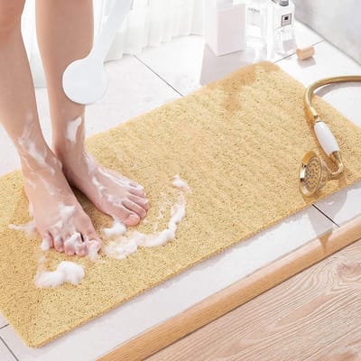 Extra zachte antislip douchemat 80x40 cm - Rubber, machinewasbaar, schimmelbestendig voor badkamer en badkuip (Beige)