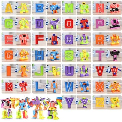 26 STKS Alfabet Letter Speelgoed Robot Transformatie Bouwen DIY Creatief STEM Onderwijs Actie Model Speelgoed voor Peuters Speelgoed Cadeau