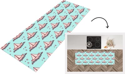 Keukenloper - Loper keuken - Golf - Boot - Patronen - Kinderen - Avontuur - 150x50 cm - Keukenloper vinyl