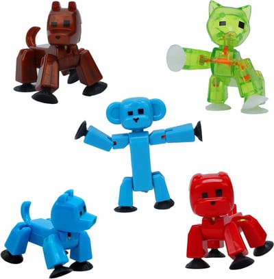 Huisdieren Speelfiguren - Actiefiguren Set - Stop-motion Film Maken - Zuignappen voor Bevestiging - 5 Stuks - Multicolor