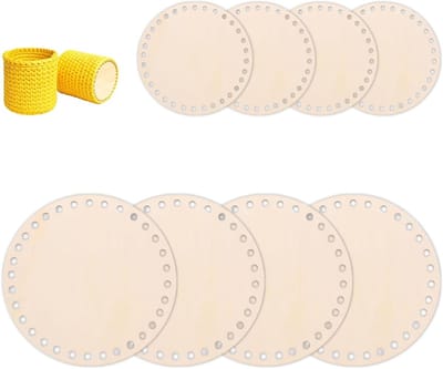 Ronde houten mandbodems set van 8 - DIY houten haakbodems 10 cm en 15 cm - Creatieve knutselset voor tassen, manden en opslag - Natuurlijke hout, geschikt voor beginners en hobbyisten