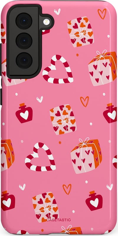 Casetastic Hoesje Geschikt voor Samsung S21 FE - Stijlvolle Beschermende Duo-layer Case - Zoete Liefde Roze