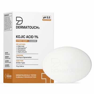 DERMATOUCH Kojic Acid 1% Zeep met Glutathion | Voor Pigmentatie & Zonschade | Zeep voor Mannen & Vrouwen | Geschikt voor Alle Huidtypen | 75g white