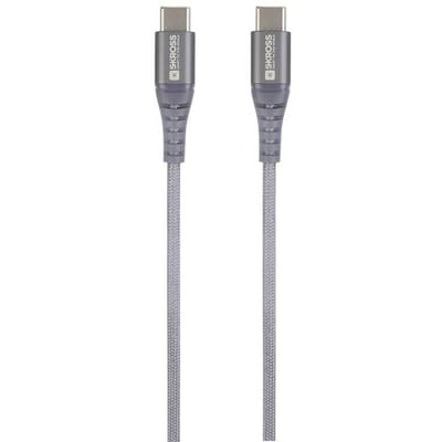 Skross USB-kabel USB 2.0 USB-C stekker, USB-C stekker 1.20 m Space grijs Rond, Flexibel, Stoffen mantel SKCA0017C-C120C