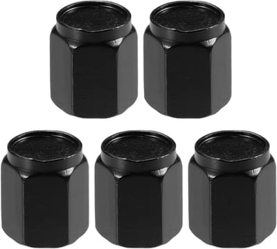 Universele Auto Ventieldoppen voor Banden, Aluminium Legering, Zwart, Set van 5, Duurzaam en Waterdicht