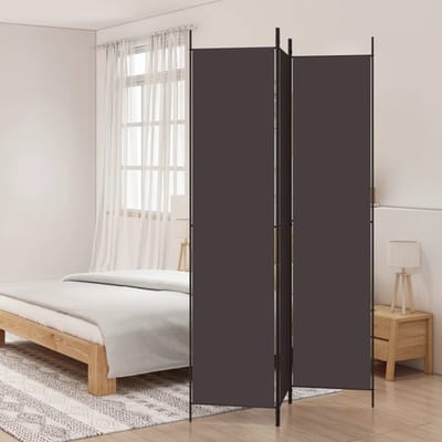 vidaXL - Kamerscherm - met - 3 - panelen - 150x220 - cm - stof - bruin