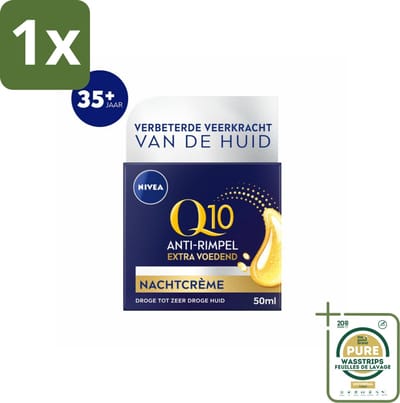 1 x NIVEA - Nachtcrème - Q10 Extra Voedend - Voor droge huid - Anti-Rimpel - Met Creatine - 50 ml- Nachtcrème - Anti-rimpel - Droge Huid - Q10 - Creatine