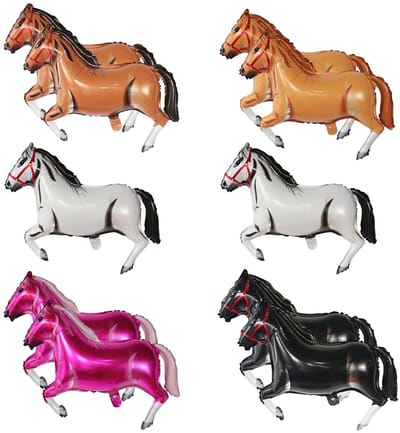 Dailygoods- Dierenballonnen 10 stuks - Grote Paardenvormige Folieballonnen - Feestdecoraties - Dierenthema - Multicolor - Afmetingen 76 x 69 cm - Feestballonnen
