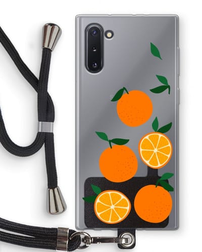 Case Company® - Hoesje met koord geschikt voor Samsung Galaxy Note 10 hoesje met Koord - Will you be my clementine - Telefoonhoesje met Zwart Koord - Bescherming aan alle Kanten en Over de Schermrand