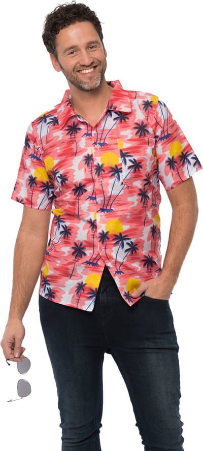 Partychimp Hawaii Blouse Mannen Carnavalskleding Heren Foute Party Verkleedkleren Volwassenen Carnaval Foute Party Toppers 2026 Summer is Magic - Polyester - Rood - Maat S/M