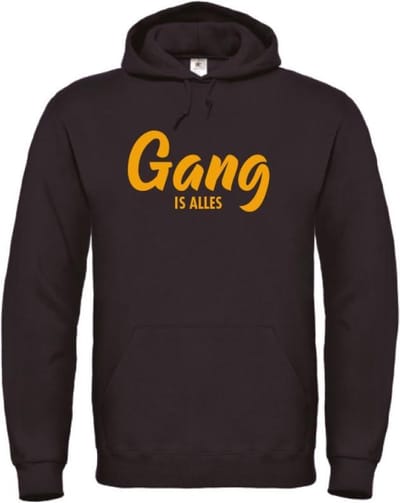 Gang is alles wintersport hoodie zwart L - okergeel - soBAD. | Foute apres ski outfit | kleding | verkleedkleren | wintersporttruien | wintersport dames en heren