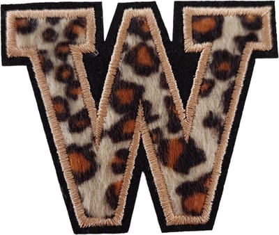 Strijk Embleem Alfabet Patch - Letter W - Panterprint - 6cm hoog - Letters Stof Applicatie - Geborduurd - Strijkletters - Patches - Iron On