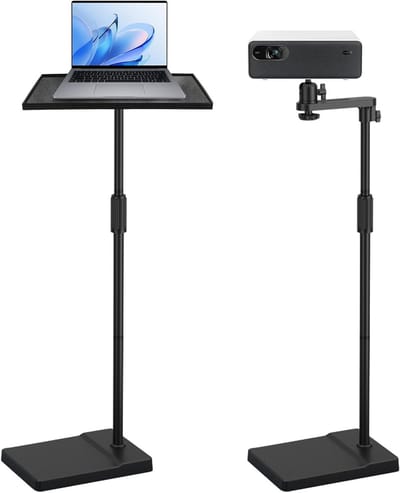 Verstelbare Projectorstandaard met Vloerstand, Hoogte 122–154 cm, 360° Draaiend, Geschikt voor Beamer, Laptop en Muziekbladen, Stabiele Metalen Basis, Draagvermogen 5 kg