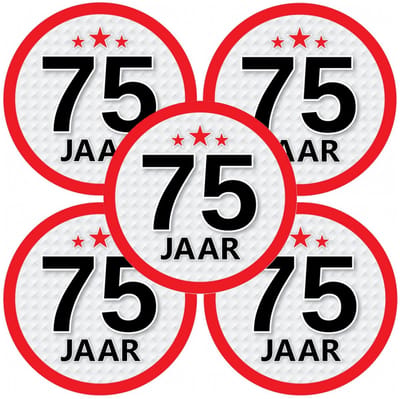 75 jaar leeftijd sticker - 10x - rond - Dia 15 cm - 75 jaar verjaardag - jubileum - leeftijd versiering