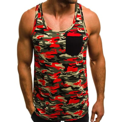 Heren Zomer Sport en Casual Vest Heren Slim Camouflage Bedrukt Persoonlijkheid Mouwloos Vest M black