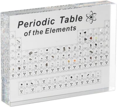 Periodiek Systeem met Echte Elementen in Acryl Display - Educatief Tafelmodel