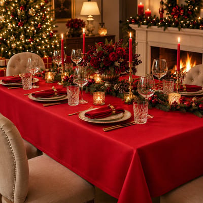Rood damast tafelkleed kerst – 100x100 cm - Luxe katoenen tafellaken – Hotel chique - katoen