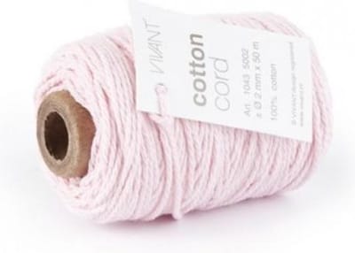 Vivant   Koord Katoen fijn roze - 50 Meter 2MM