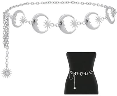 QTTVBTNA – 1 Stuk Tailleketting - Dames Riem - Metalen Buikketting - Mode Accessoire voor Jurk en Outfit - Verstelbare Tailleband - Lichtgewicht en Comfortabel - Stijlvol en Trendy Ontwerp – Zilver