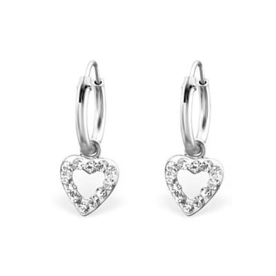 WeLoveSilver - zilveren kinderoorbellen - hartjes met kristallen - 12 mm