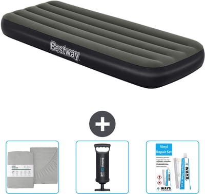 Bestway luchtbed - 1-Persoons - 76 x 185 x 25 cm - Groen - Inclusief Hoeslaken - Pomp en Reparatieset