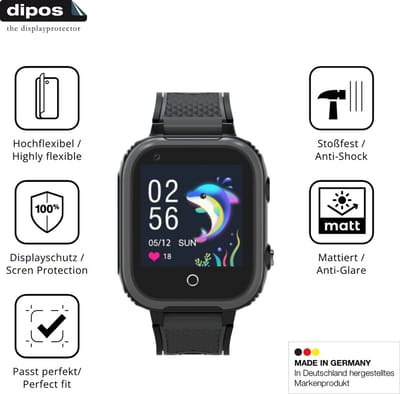 dipos FLEX – 2x Matte Screenprotector geschikt voor Olivfant Kids Smartwatch 1.44 Zoll | Volledige Schermbescherming | Case-Friendly