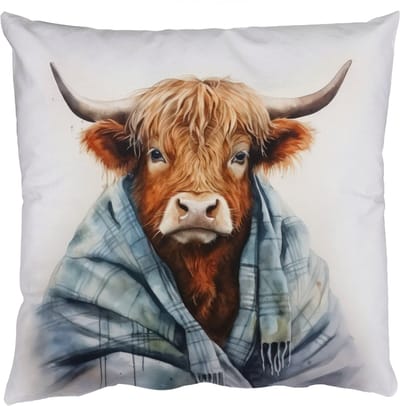 Sierkussens - Kussentjes Woonkamer - 50x50 cm - Schotse hooglander - Deken - Wit