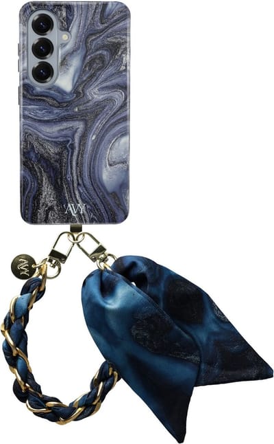 AVY Hoesje Met Telefoonkoord | Geschikt voor Samsung Galaxy S26 Plus | Compatibel met MagSafe & Qi2 | Hard Shell Back Cover | Stijlvol Bijpassend Koord Polsbandje (32CM) | Obscura Blue
