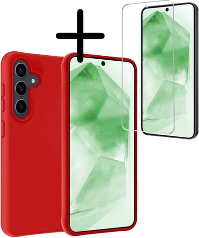 Hoesje Met Screenprotector - Geschikt voor Samsung Galaxy A56 - Sterk & Shockproof - Back Cover - Siliconen Case - Telefoon Hoes - Rood
