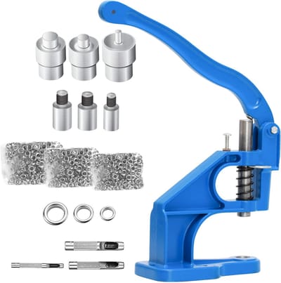 Creatorally Oogjestang - met 1500 stuks 3 matrijzen 6/10/12 mm - Metalen zeilringmachine - Handpersmachine - Perforators - Oogpons - Klinknageloogjes - Handmatige persset
