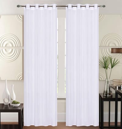 SB Line Kant en Klaar Vitrage Gordijn - Met Ringen - 140x260 cm - Wit