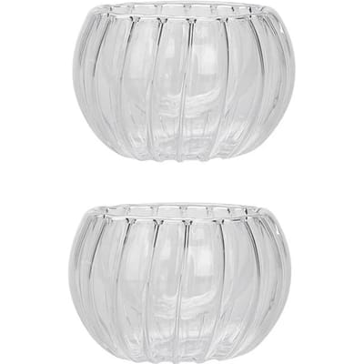 2/6 stuks 50ml Transparant Gestreept Glas Pompoenvorm Theekop Hittebestendig Havermout Melk Koffiekop Huishouden Thee Mok Drinkware 50ml white