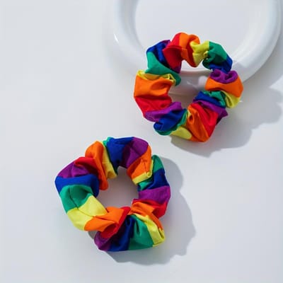 Élastiques à cheveux arc-en-ciel tendance et simples pour femmes red