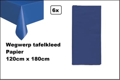 6x Wegwerp tafelkleed papier donkerblauw 120cm x 180cm - Thema feest festival thema feest evenement gala