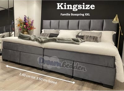 Familie Boxspring XXL 280x210 Incl 7-zones pocketvering Matrassen en Hotel Toppers KINGSIZE