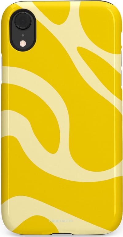 Casetastic Hoesje Geschikt voor Apple iPhone Xr - Stijlvolle Beschermende Duo-layer Case - Citroen Gele Zonnestraal