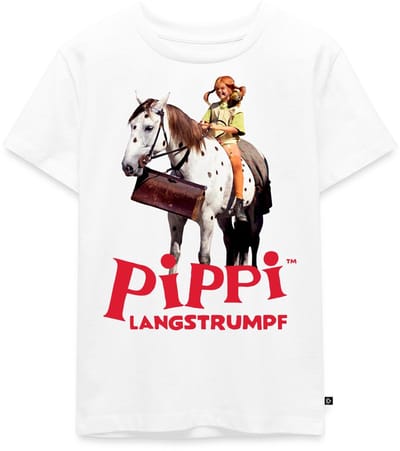 Pippi Langkous Pippi Rijdt Op Kleine Witte Premium T Shirt Kinderen