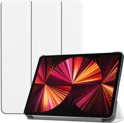 Hoesje Geschikt voor Apple iPad Pro (2021) - 11 inch - 3e generatie - Dun & Stevig - Trifold Bookcase - Hard Cover - Hardcover Book Case - Tablet Hoes - Wit