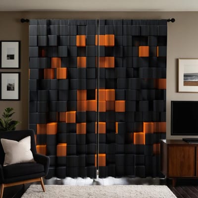 2-delige HD digitale black tie massief hout Mozaïek gordijn woondecoratie stijl decoratie woonkamer slaapkamer door roede gordijn W52H63inchW132H160cm black