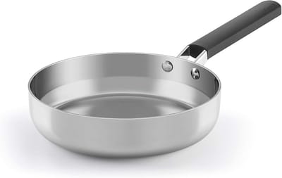 24 cm roestvrijstalen koekenpan met siliconen steel – inductiegeschikt, anti-aanbaklaag, geschikt voor alle kookplaten