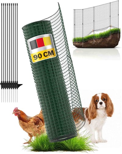 Omheiningsnet Voor o.a. Hond, Kat, Kip Of Kleine Huisdieren - 90cm Hoog - 15m lang - Flex - Verplaatsbaar Net