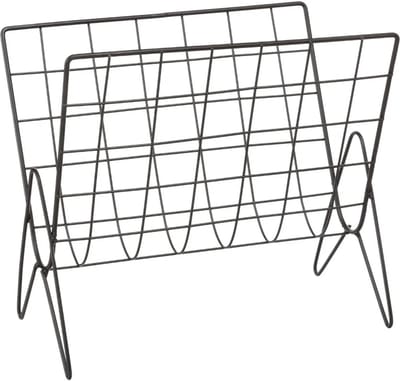 Atmosphera Lectuurbak Denver - voor tijdschriften/kranten/boek - zwart - metaal - 35 x 18 x 31 cm - naast bank/stoel - verhoogd