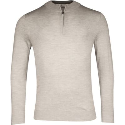 Thomas Maine Trui Merino Half Zip Single Knit Licht Grijs Melange / male